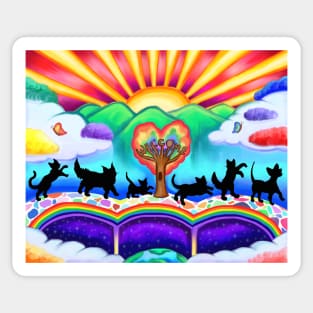 Cats Arrival at the Rainbow Bridge Sticker